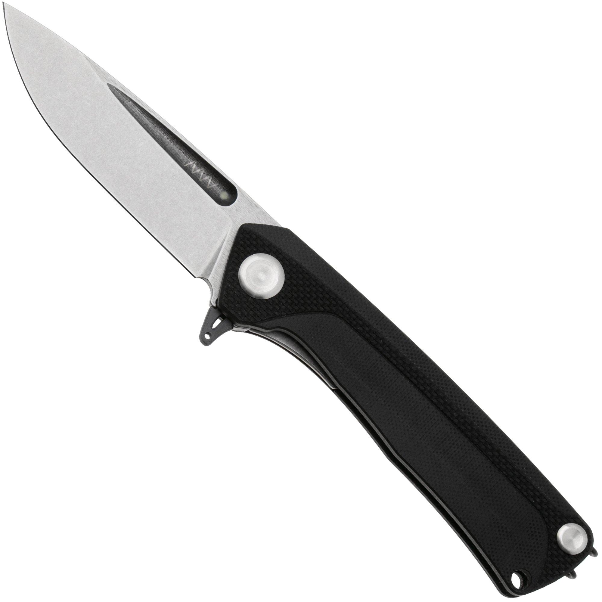ANV Z200 PLUS-001, Stonewashed Sleipner, Black G10 zakmes