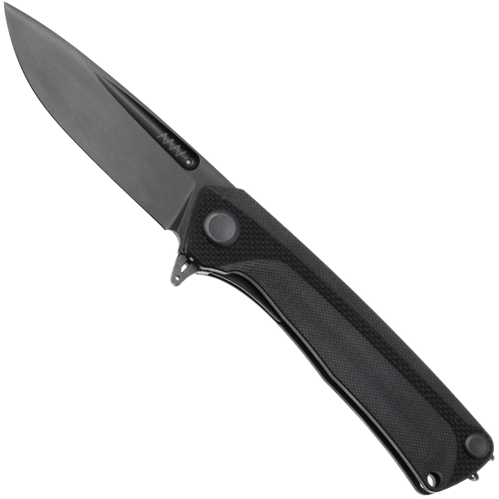 ANV Z200 PLUS-002, DLC Sleipner, Black G10 pocket knife