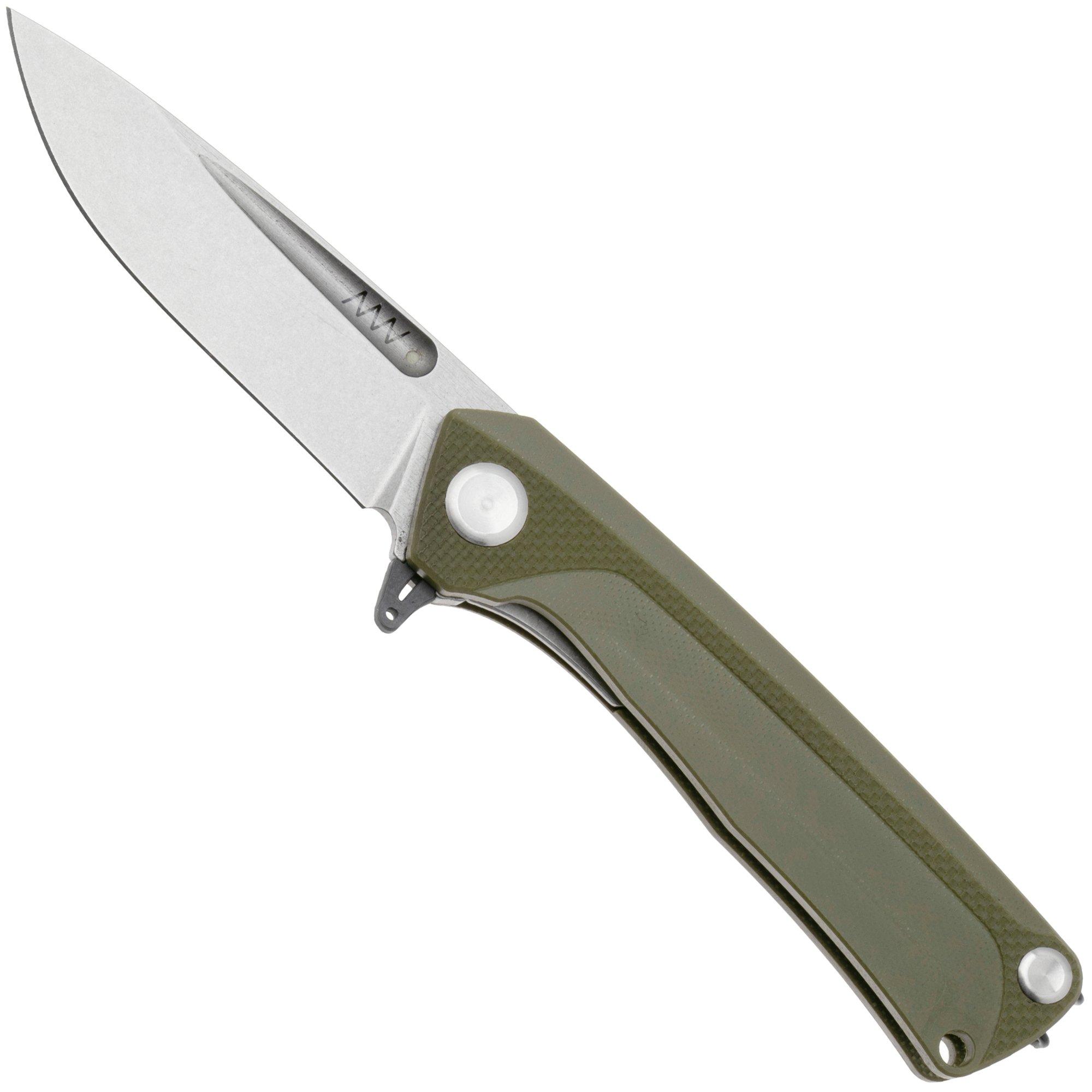 ANV Z200 PLUS-005, Stonewashed Sleipner, Olive G10 pocket knife