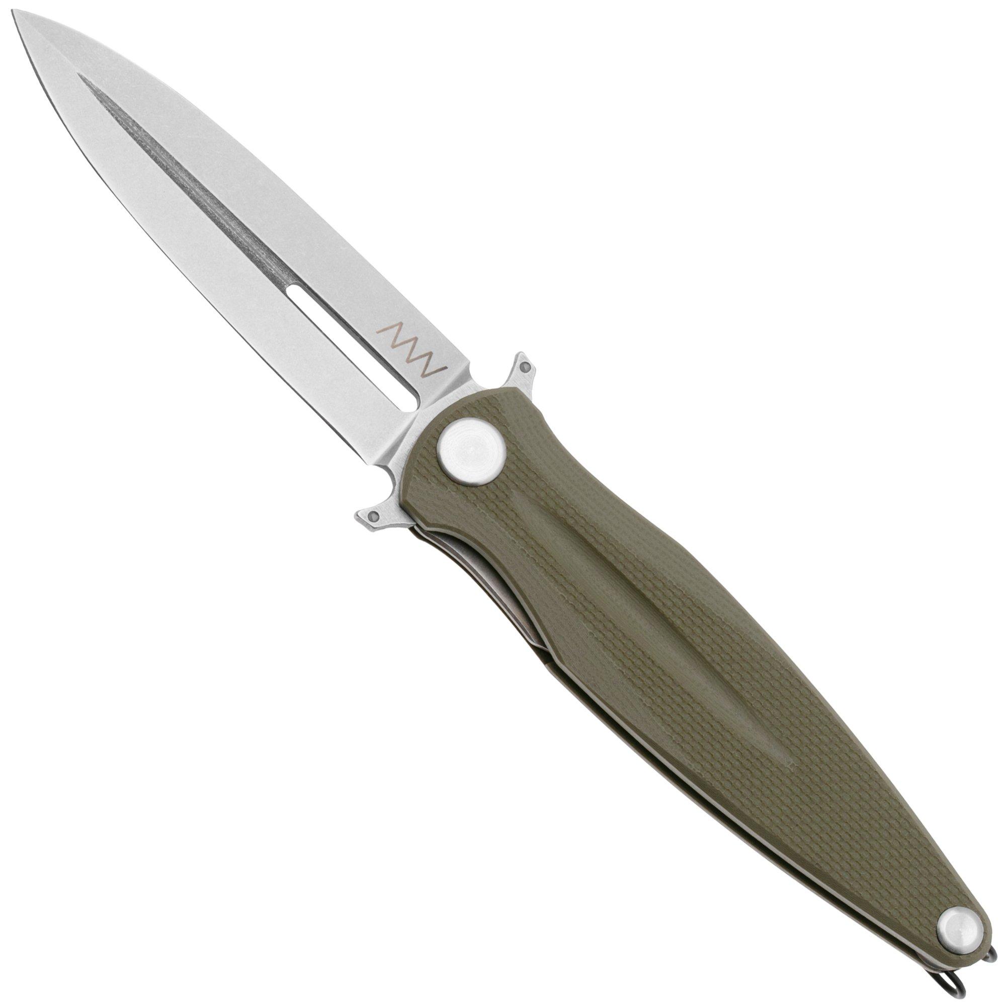 Nóż składany ANV Knives Z400 BB VZ400-013 Stonewashed Sleipner, Olive G10