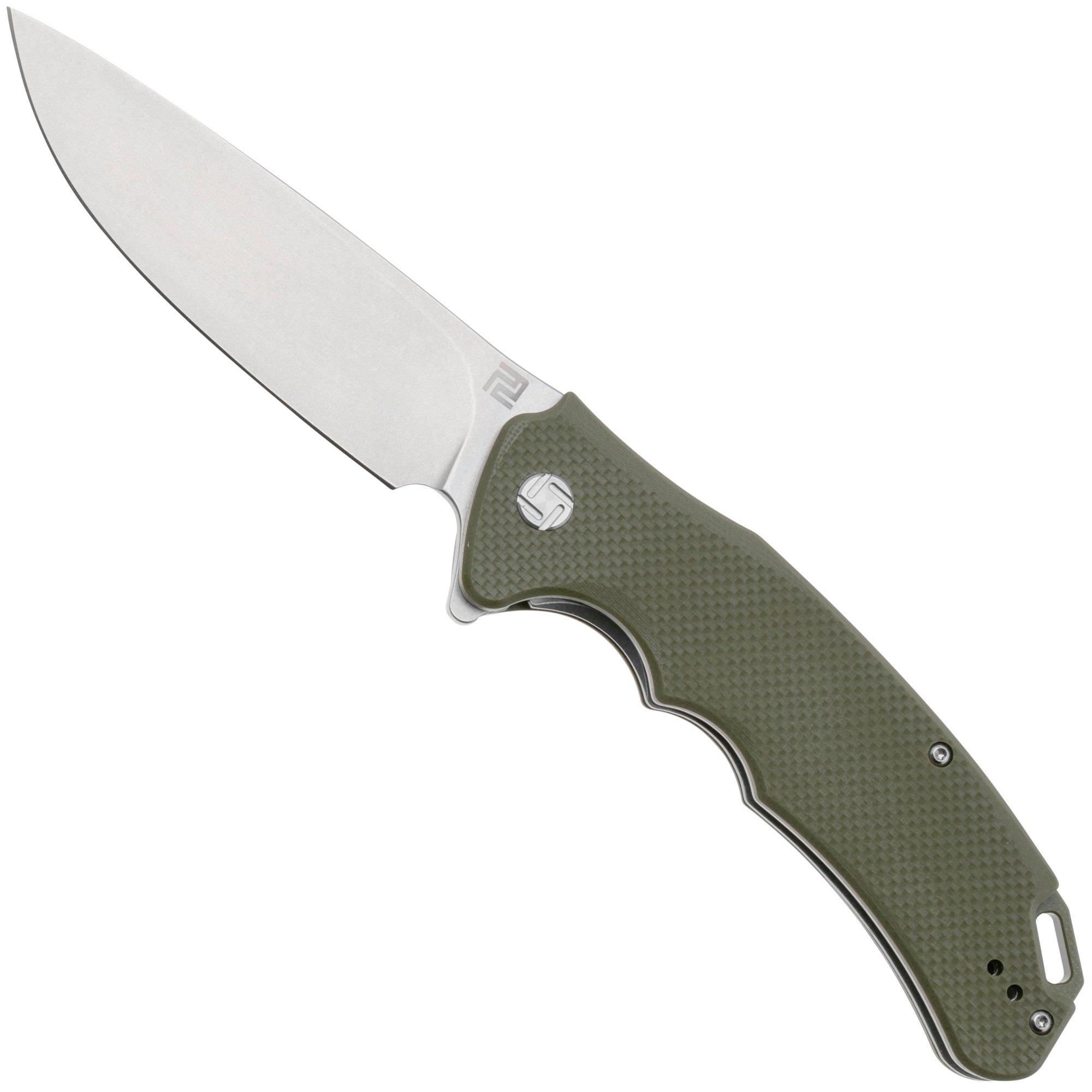 Artisan Cutlery Tradition 1702P-GN, Stonewashed D2, Green G10 coltello da tasca