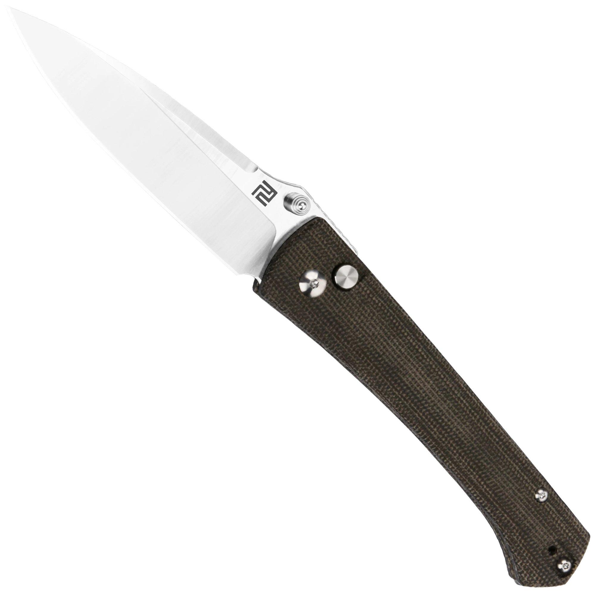 Nóż składany Artisan Cutlery Andromeda 1856P-ODG, Sand Polished S35VN, OD Green Micarta, projekt Ray Laconico
