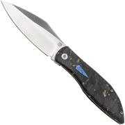 Artisan Cutlery Weyden 1859G-GCF, Sand Polished S90V, Titanium/Gold Flake Carbon Fiber pocket knife, Nick Rogers design