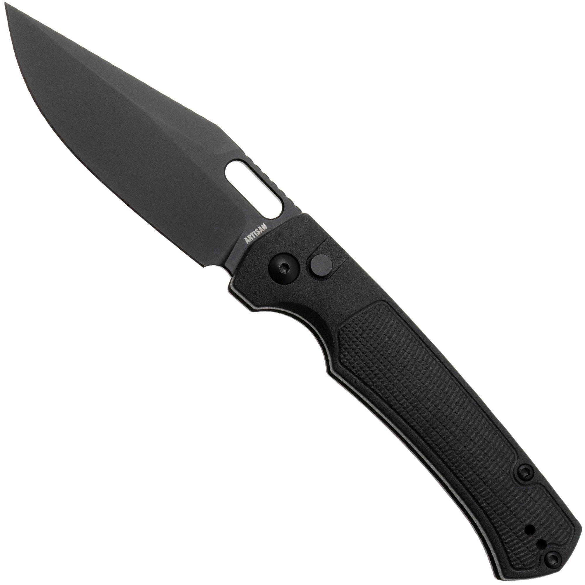 Nóż składany Artisan Cutlery Revel 1867P-BBK, Black PVD AR-RPM9, Black FRN, projekt Ray Laconico
