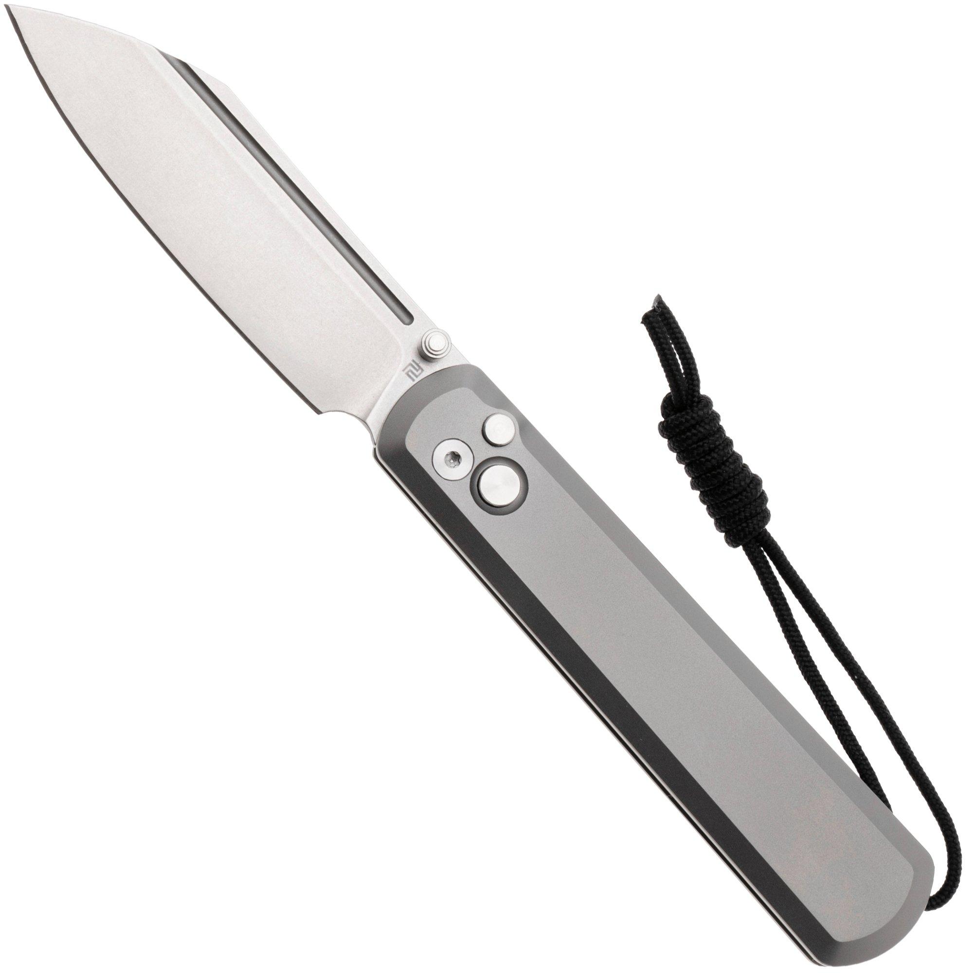Artisan Cutlery Holm 1875G-GY, Stonewashed CPM S90V, Grey Titanium pocket knife