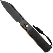 Artisan Cutlery Holm 1875P-BG, Black PVD AR-RPM9, Black PVD Steel/Black G10 Inlay, Gold PVD Hardware zakmes