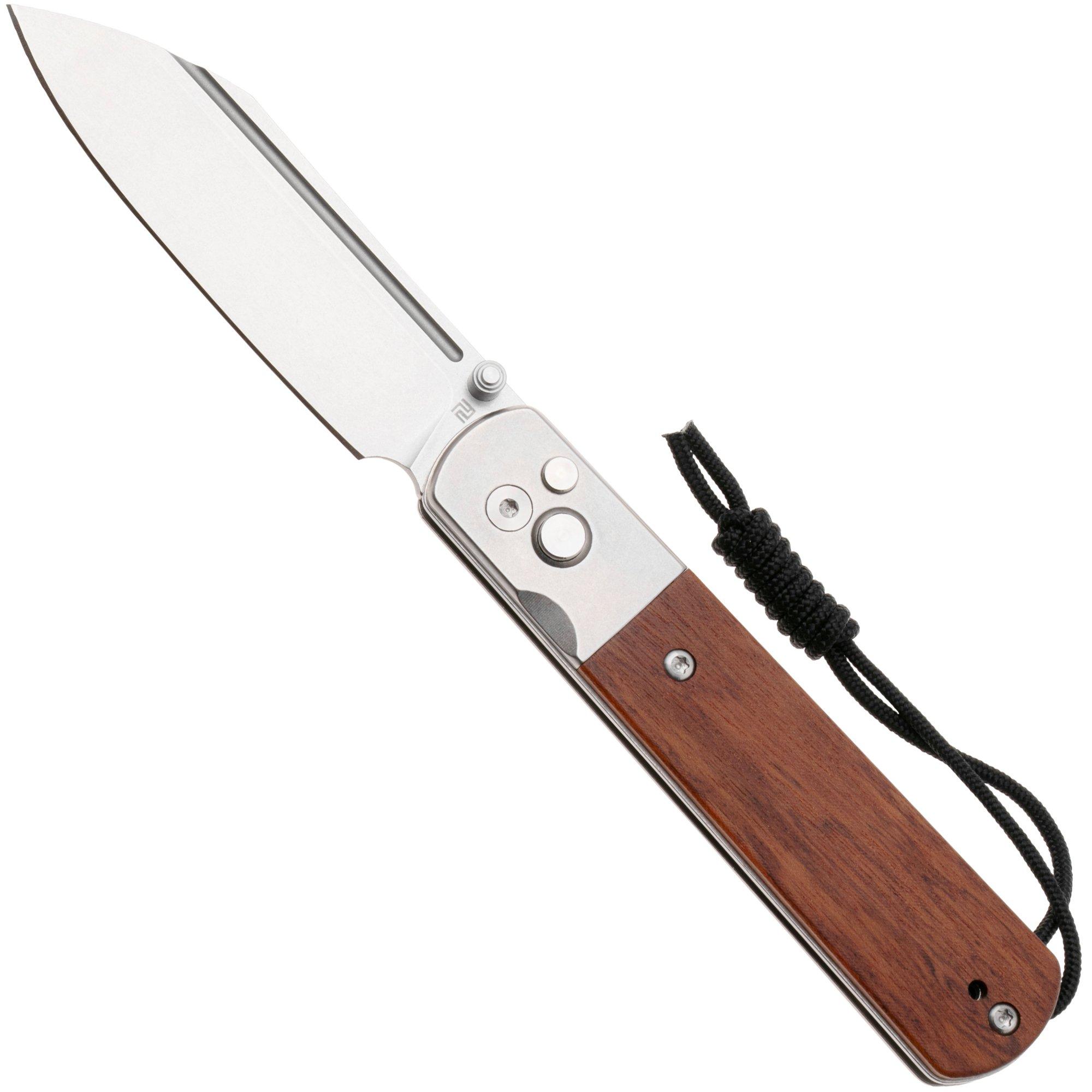Artisan Cutlery Holm 1875P-RW, Stonewashed AR-RPM9, Steel/Rose Wood Inlay pocket knife