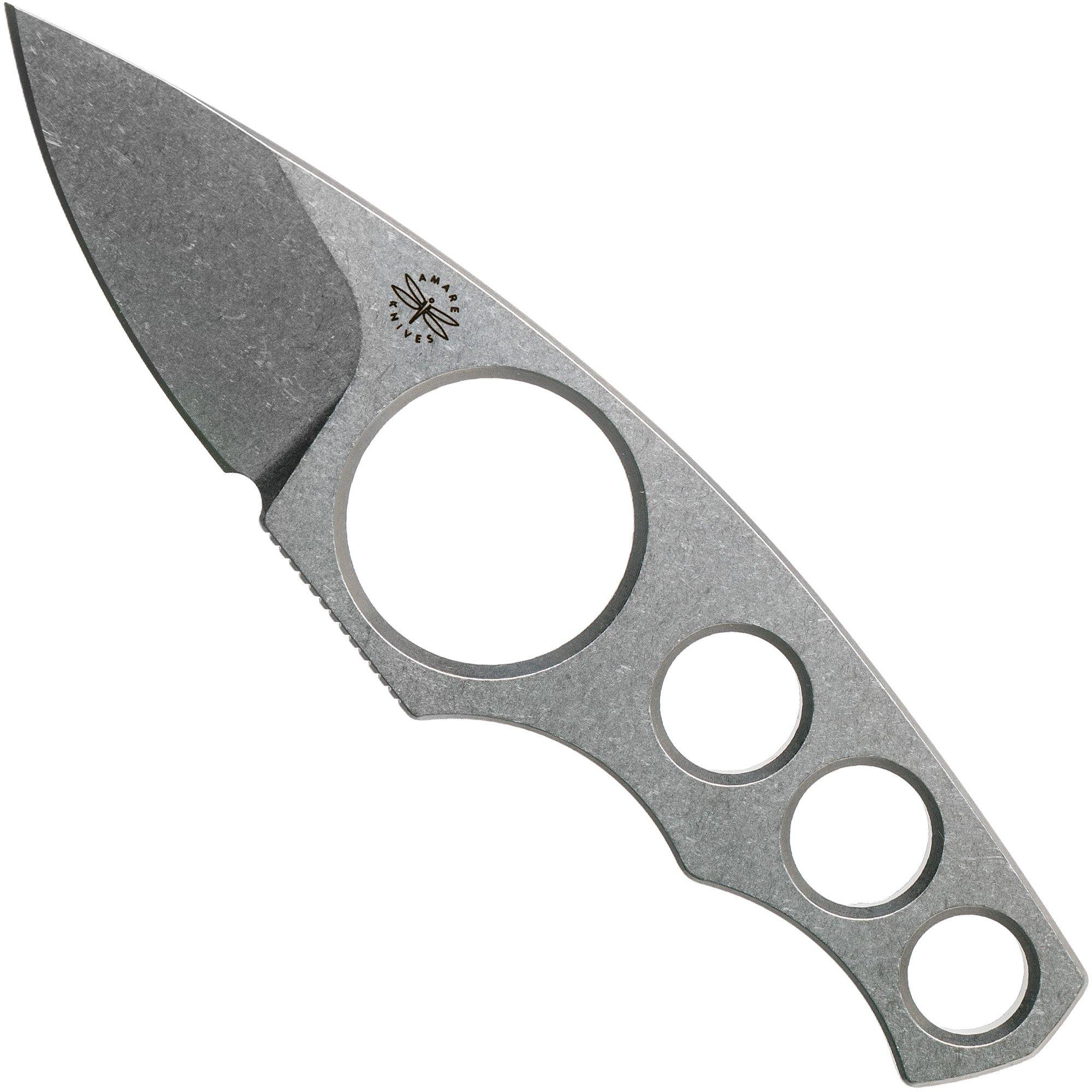 Nóż typu neck Amare Knives A-Max Stonewashed AM-SW, projekt Uli Hennicke