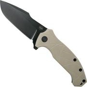 Amare Knives Coloso, tan G10, black blade, pocket knife