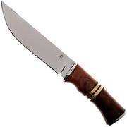 Autine Hunting Knife, Rosewood, mirror polish D2, brown RH sheath, jachtmes