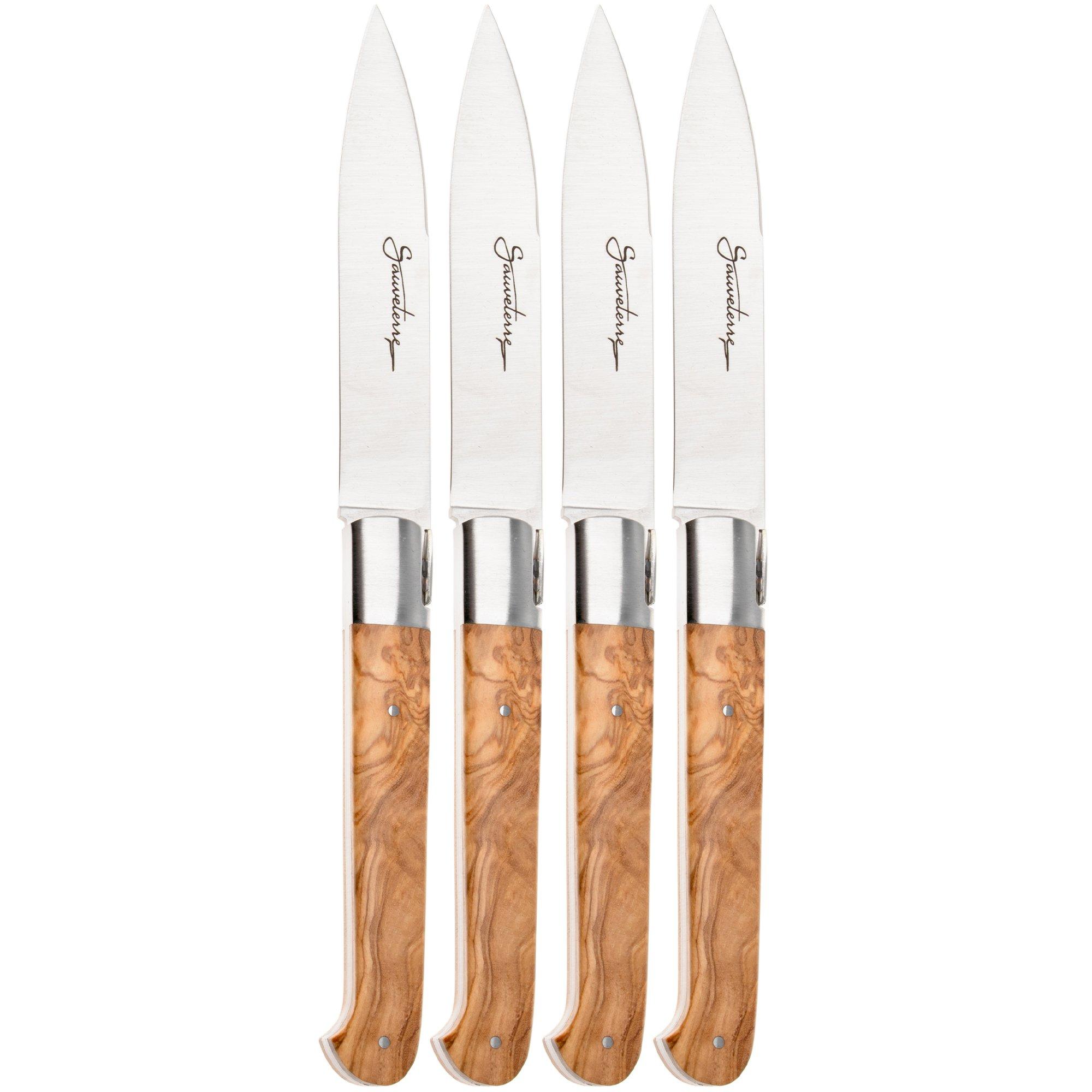 Laguiole en Aubrac Sauveterre 4S1C11OLI, Olive Wood, 4-teiliges Steakmesser-Set