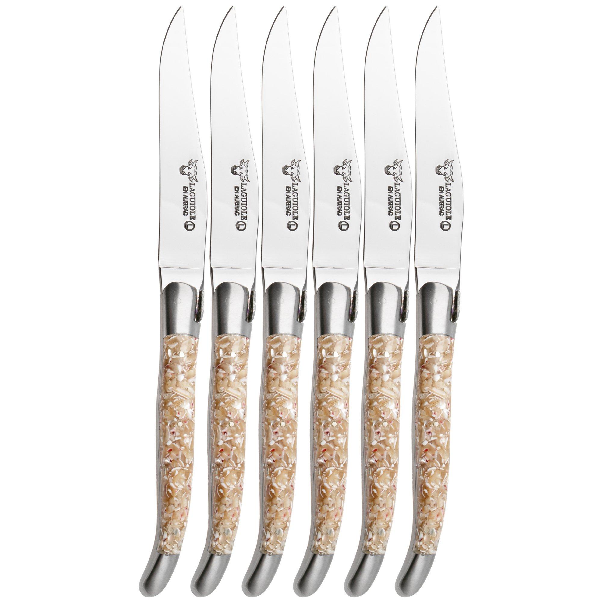 Laguiole en Aubrac 62C12CQTIH Sandvik 12C27, Trocha, 6-delige steakmesset