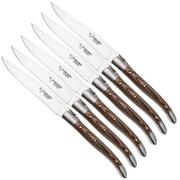 Laguiole en Aubrac 62C12PKMIH Brown Pakkawood Matt, set de 6 couteaux à steak