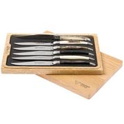 Laguiole en Aubrac steak knife set 6-piece mixed horn, 62C99CKI