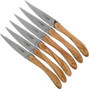 Laguiole en Aubrac Ecir steak knife set 6-piece olive wood