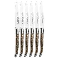 Afbeelding voor Laguiole en Aubrac Abalone Shell, Brushed Stainless Steel, 6-delige steakmessenset