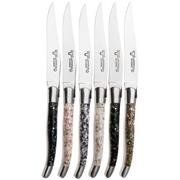Afbeelding voor Laguiole en Aubrac Mixed Shells, Brushed Stainless Steel, 6-delige steakmessenset