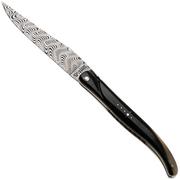 Afbeelding voor Laguiole en Aubrac Unique Piece Buffalo Horn, Full Handle, Double Plated Bolster, Carbon Balbach Damascus, zakmes