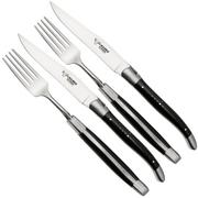 Laguiole en Aubrac CCF99EBIHL, set de cubertería de 4 piezas, madera de ébano