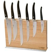 Laguiole en Aubrac Gourmet COL99CUIGOEBIB set de 6 couteaux bois d'ébène avec bloc à couteaux