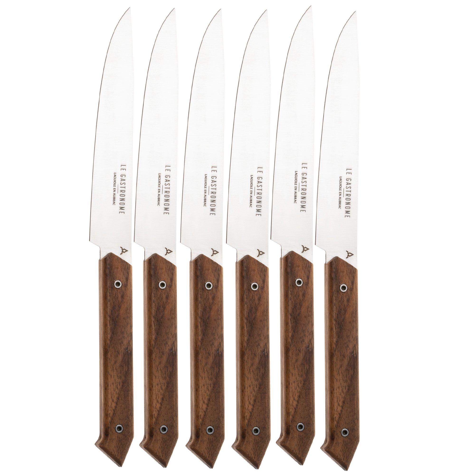 Laguiole en Aubrac Gastronome walnoothout, Steakmesser Set, 6-teilig