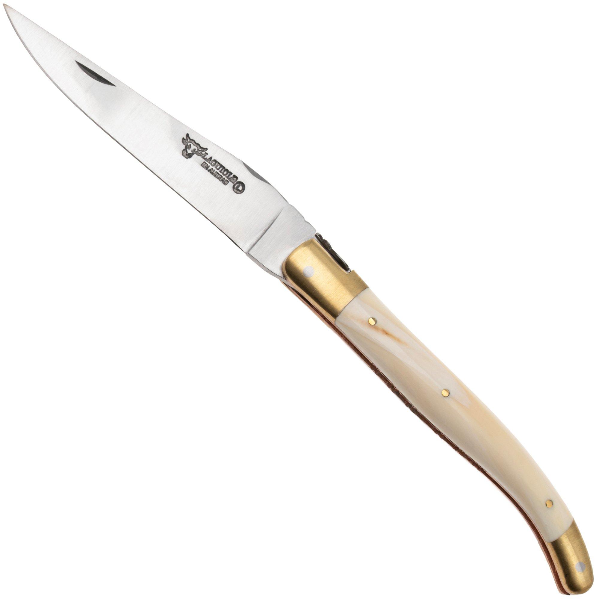 Laguiole en Aubrac Le Bijou L0212LCHB/PHBJ Warthog, Handcarved Copper Plates, Matt Brass Bolsters, couteau de poche, 12 cm