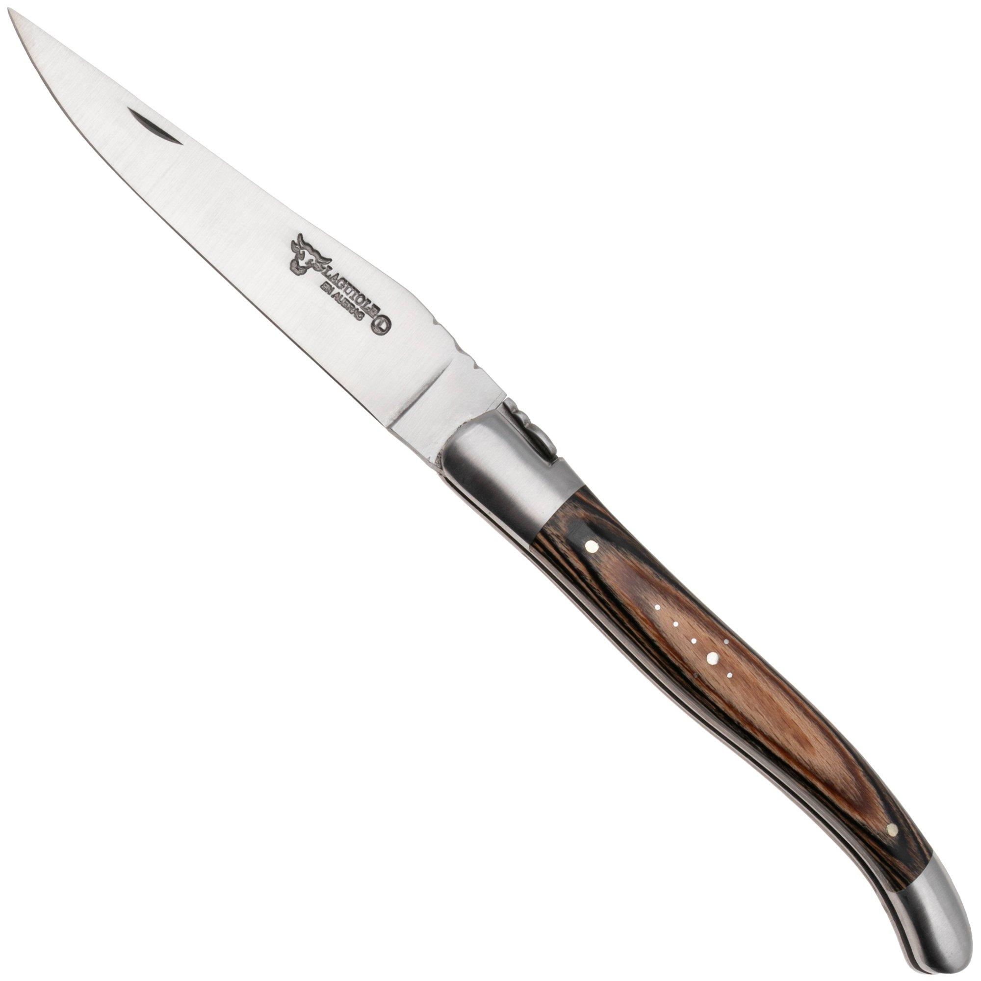 Laguiole en Aubrac Brown Pakkawood, Matt Bolsters, zakmes, 12 cm