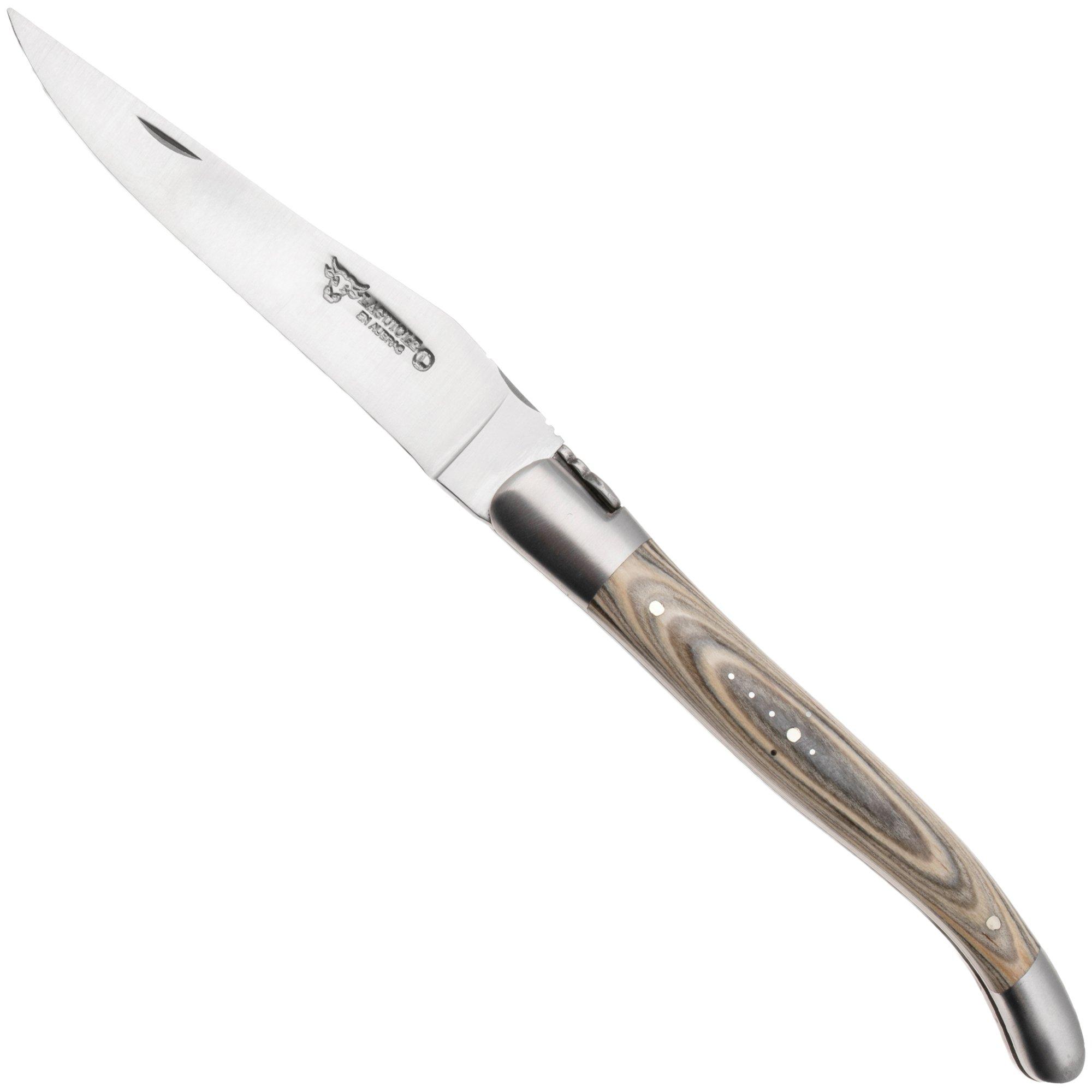 Laguiole en Aubrac Khaki Pakkawood, Matt Bolsters, zakmes, 12 cm