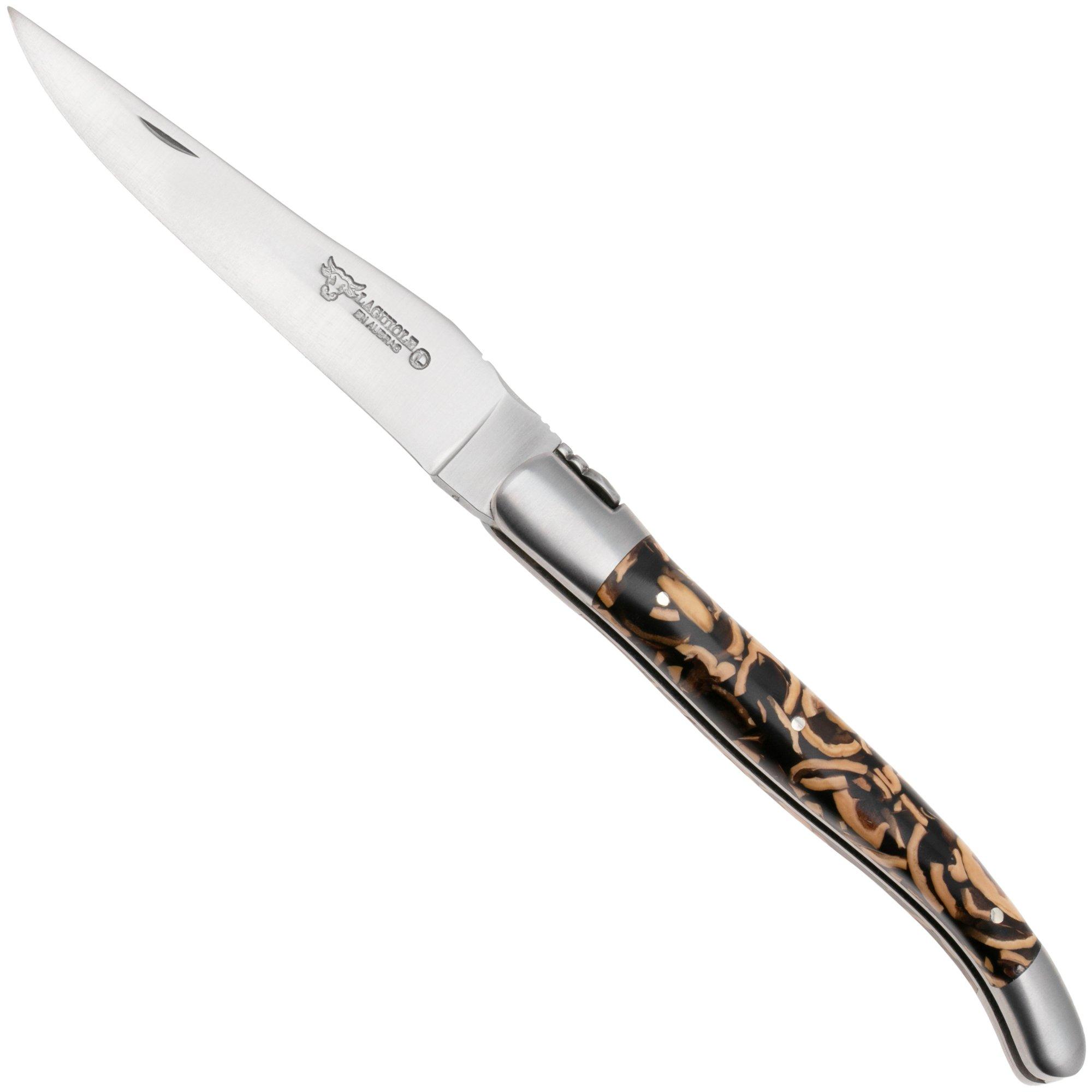 Laguiole en Aubrac Nuts Brown Acrylic, Matt Bolsters, Taschenmesser, 12 cm