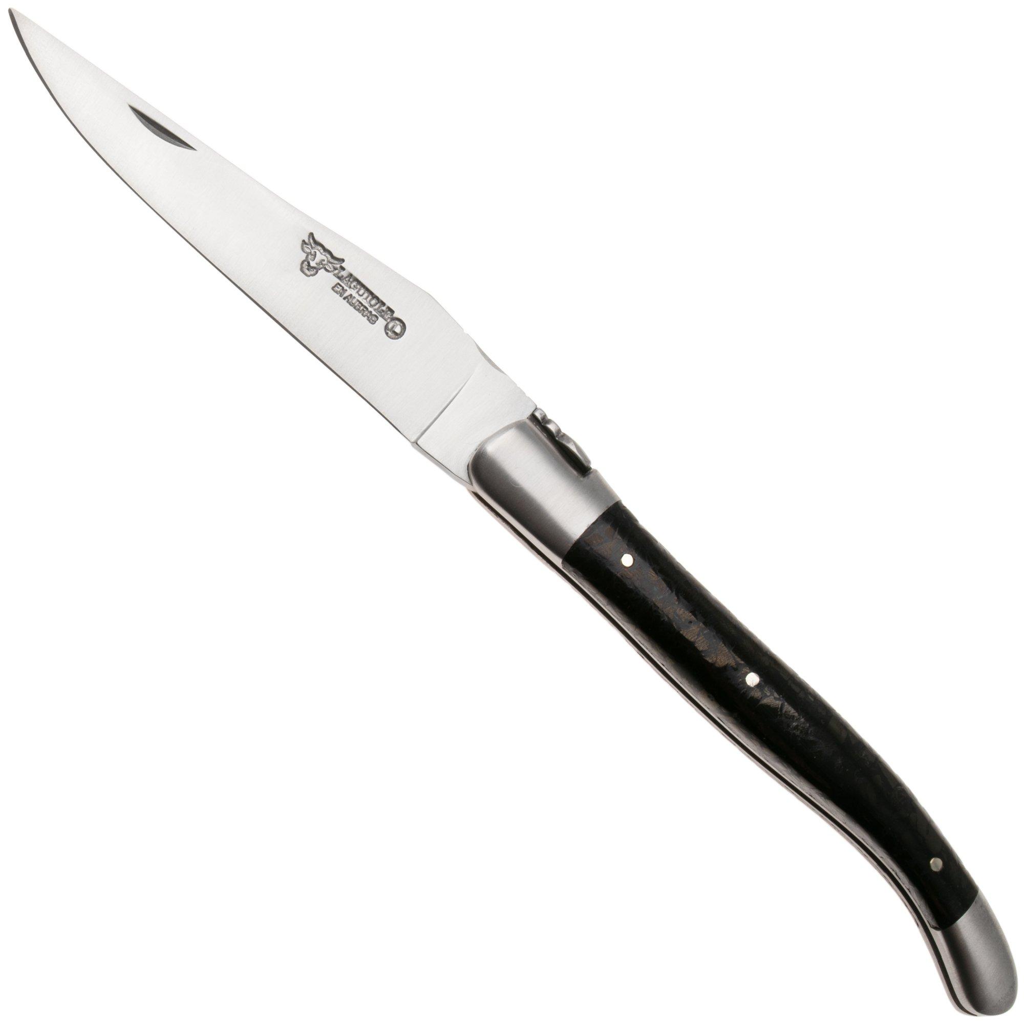 Laguiole en Aubrac L0212IIFFCHA Sandvik 12C27, Charcoal Carbon zakmes, 12 cm