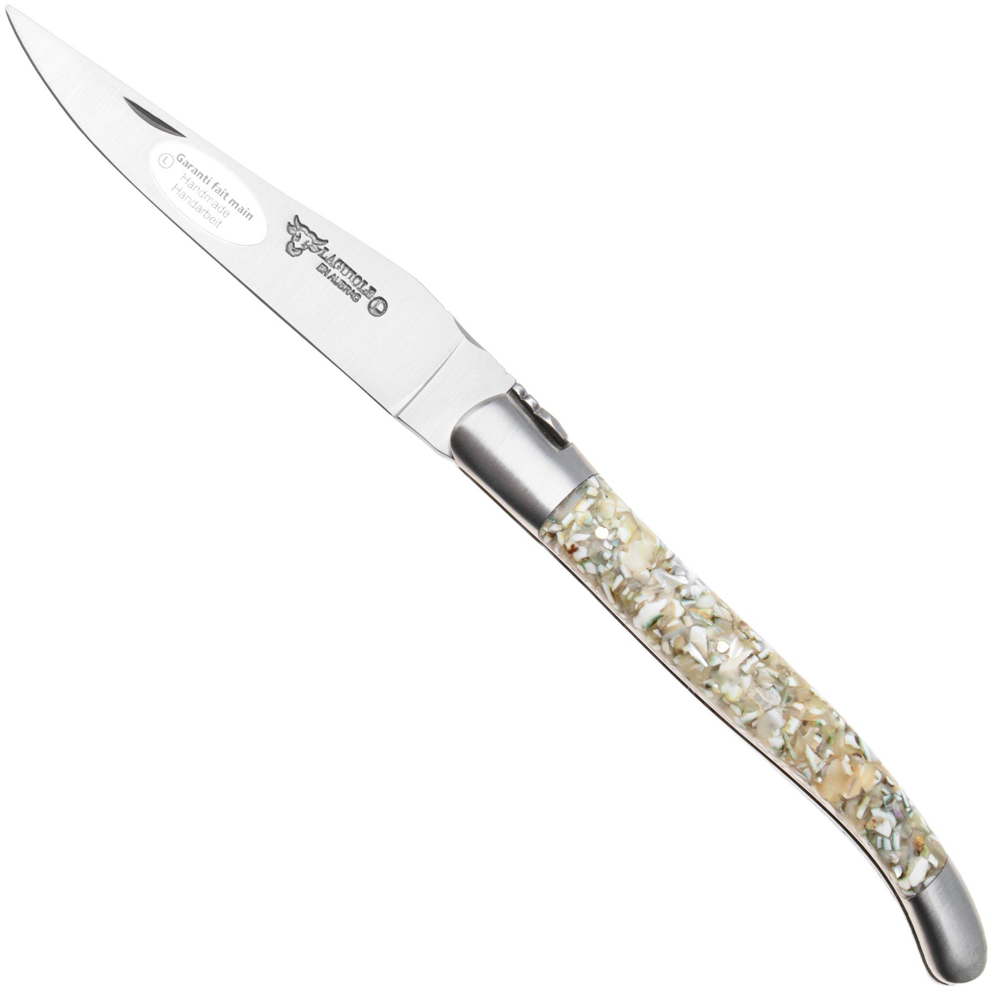 Laguiole en Aubrac L0212IIFFCQB, Sandvik 12C27, Green Turbo Shell pocket knife, 12 cm