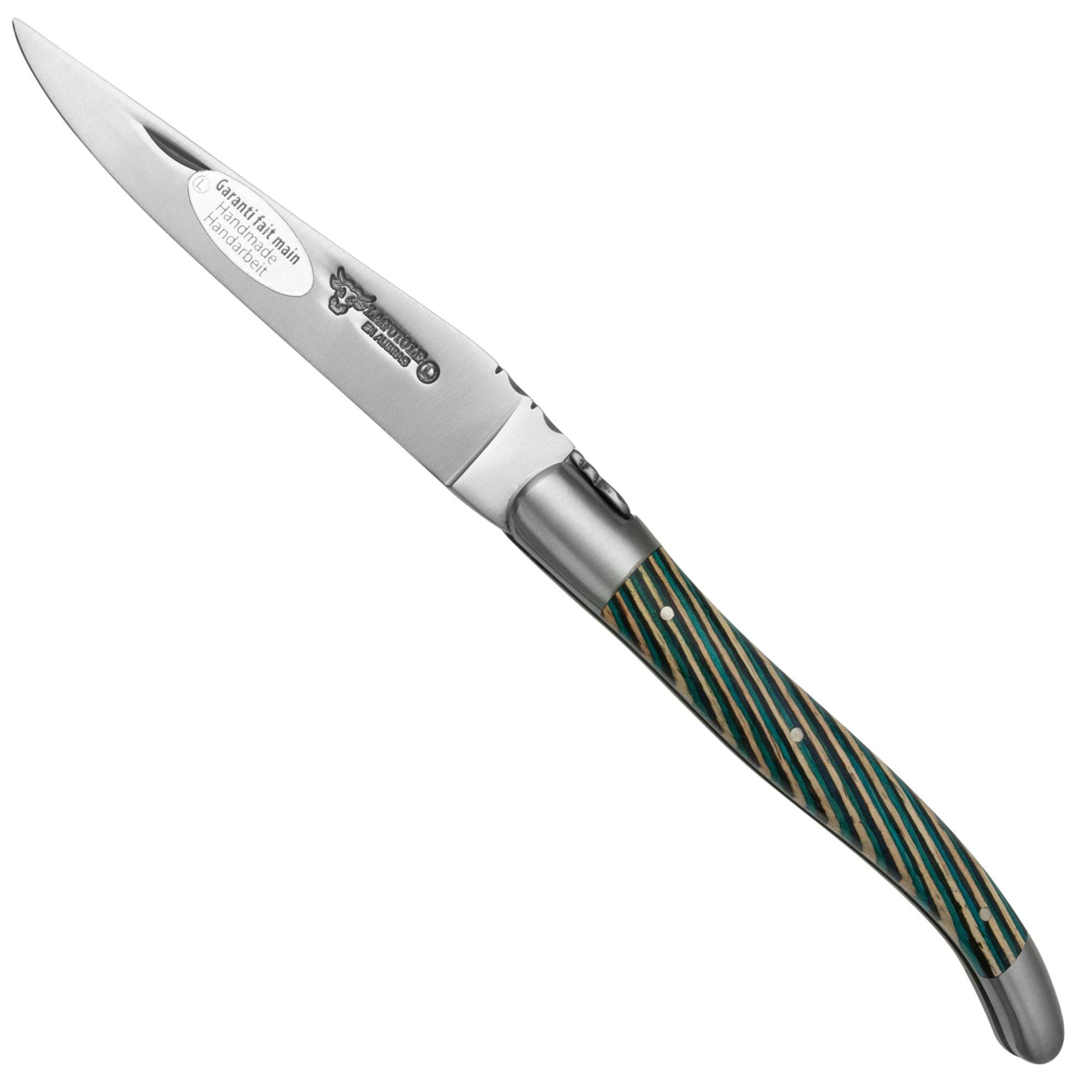 Nóż składany Laguiole Laguiole en Aubrac Samba Turquoise L0212SATIF turkusowe drewno samba, matowy, 12 cm