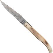 Laguiole en Aubrac Origine Tour Eiffel Tower Prestige, Mammoth Ivory Crust, Ebony Spacer, Handcarved Brass Plates, Balbach Damascus, coltello da tasca, 12 cm
