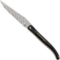 Obraz dla Nóż składany Laguiole en Aubrac Ebony, Onyx Gold Inlay, Handcarved Gold Brass Plates, Balbach Damascus, 12 cm