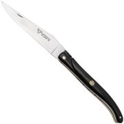 Laguiole en Aubrac Ebony, Black Mosaic Pin, Brass Liner, coltello da tasca, 12 cm