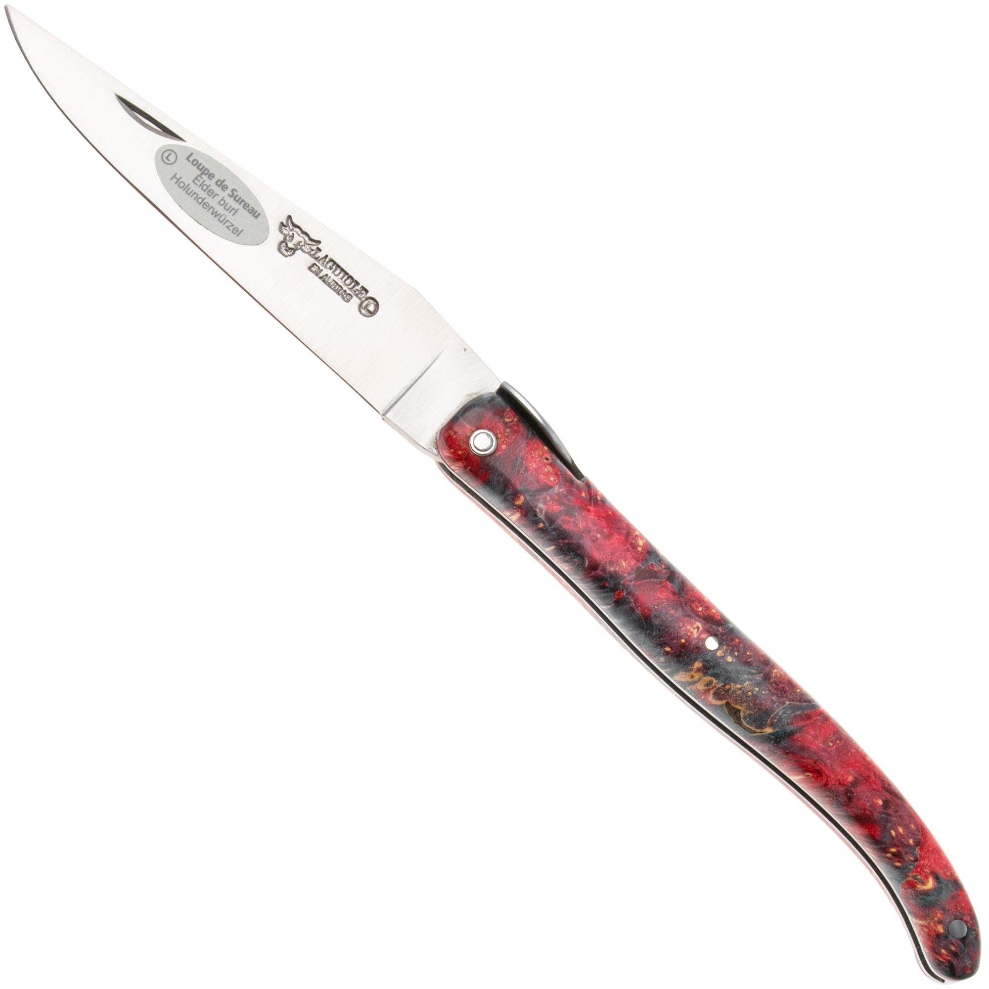 Laguiole en Aubrac Cosmos, Secret Garden Hibiscus L0512UIHHBLSU, Sandvik 12C27, Fire Elder Burl pocket knife, 12 cm
