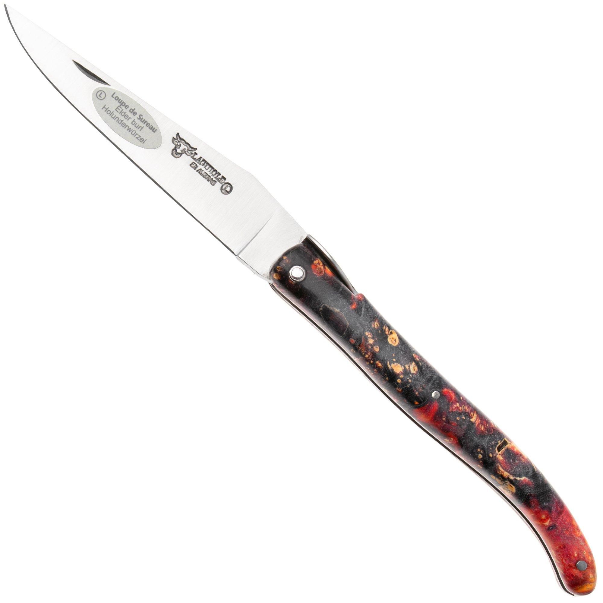 Laguiole en Aubrac Cosmos, Secret Garden Primrose L0512UIHPRLSU, Sandvik 12C27, Fire Elder Burl pocket knife, 12 cm