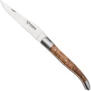 Laguiole en Aubrac Black Ash Burl, Double Plated, Matt Bolsters, couteau de poche, 12 cm