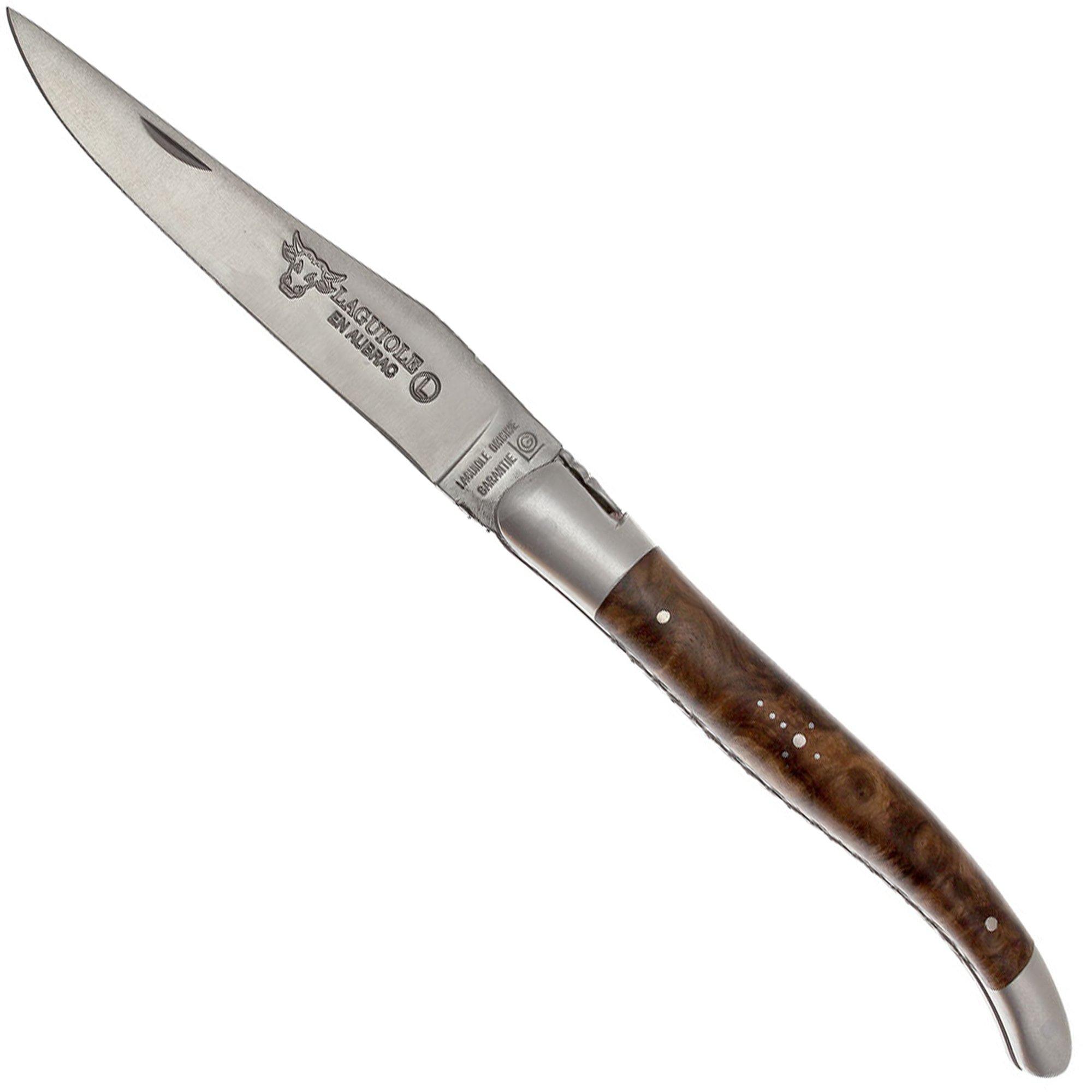 Nóż Laguiole en Aubrac 12 cm Double Plates, walnut burl, ręcznie szlifowany, L0712LYI-FSB1