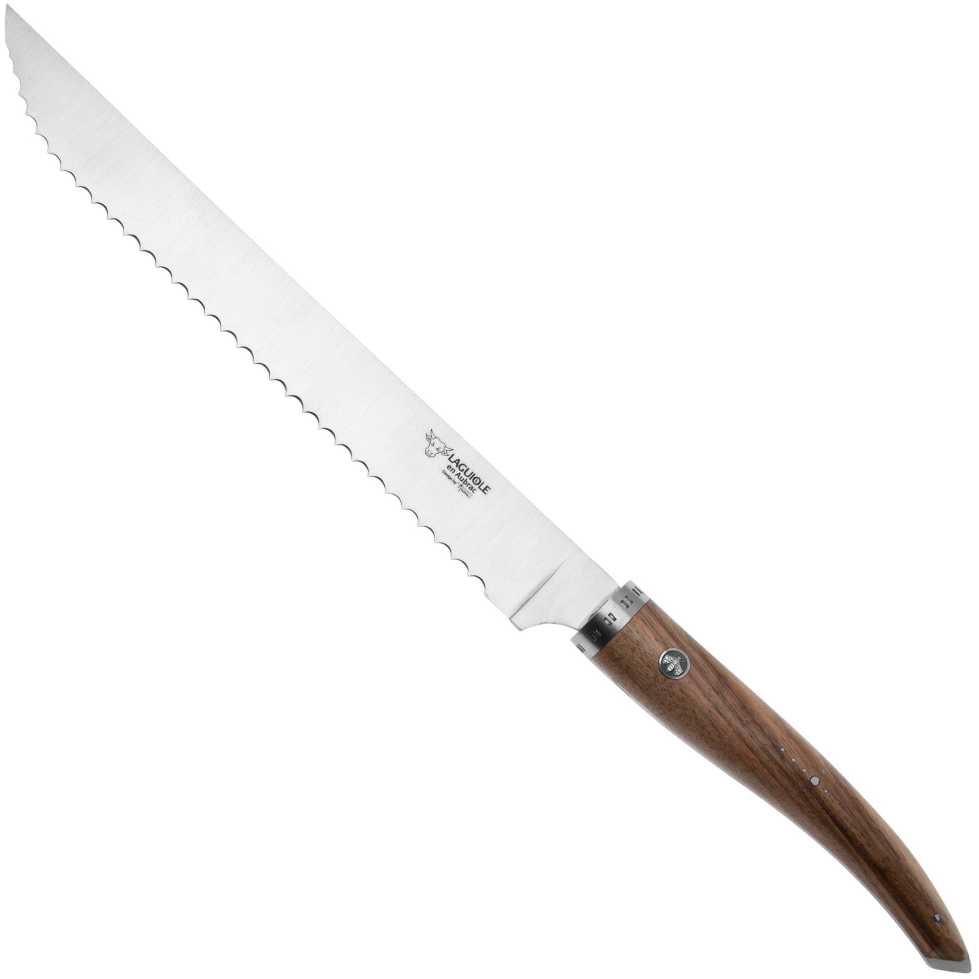 Nóż do chleba Laguiole en Aubrac Gourmet PGO25NOI drewno orzecha włoskiego, 25 cm