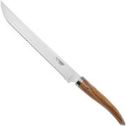 Laguiole en Aubrac Gourmet PGO25OLI madeira de oliveira, faca para pão, 25 cm