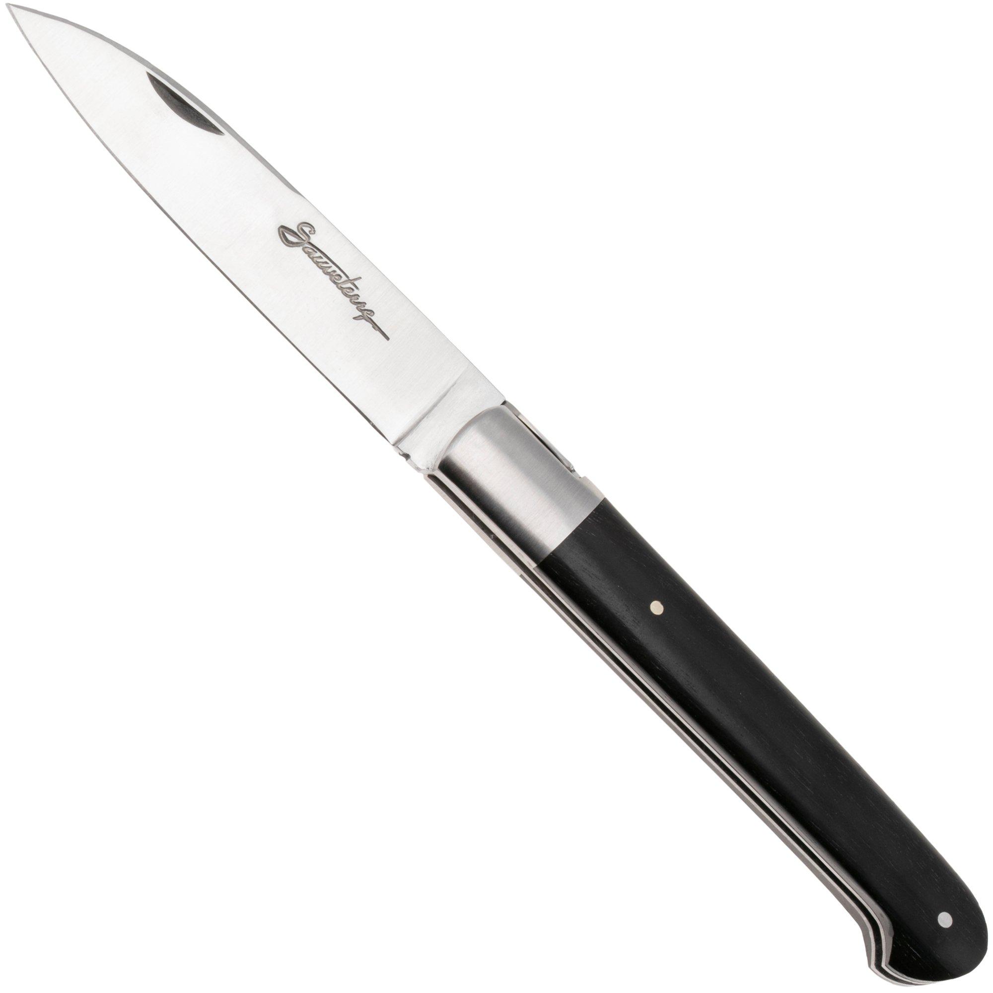 Laguiole en Aubrac Sauveterre Ebony, Matt Stainless Bolster, Taschenmesser, 11 cm
