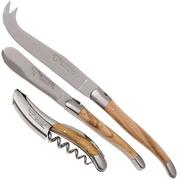 Laguiole en Aubrac set de cuchillos para vino y queso 3-unidades de madera de olivo, SFV99OLIH