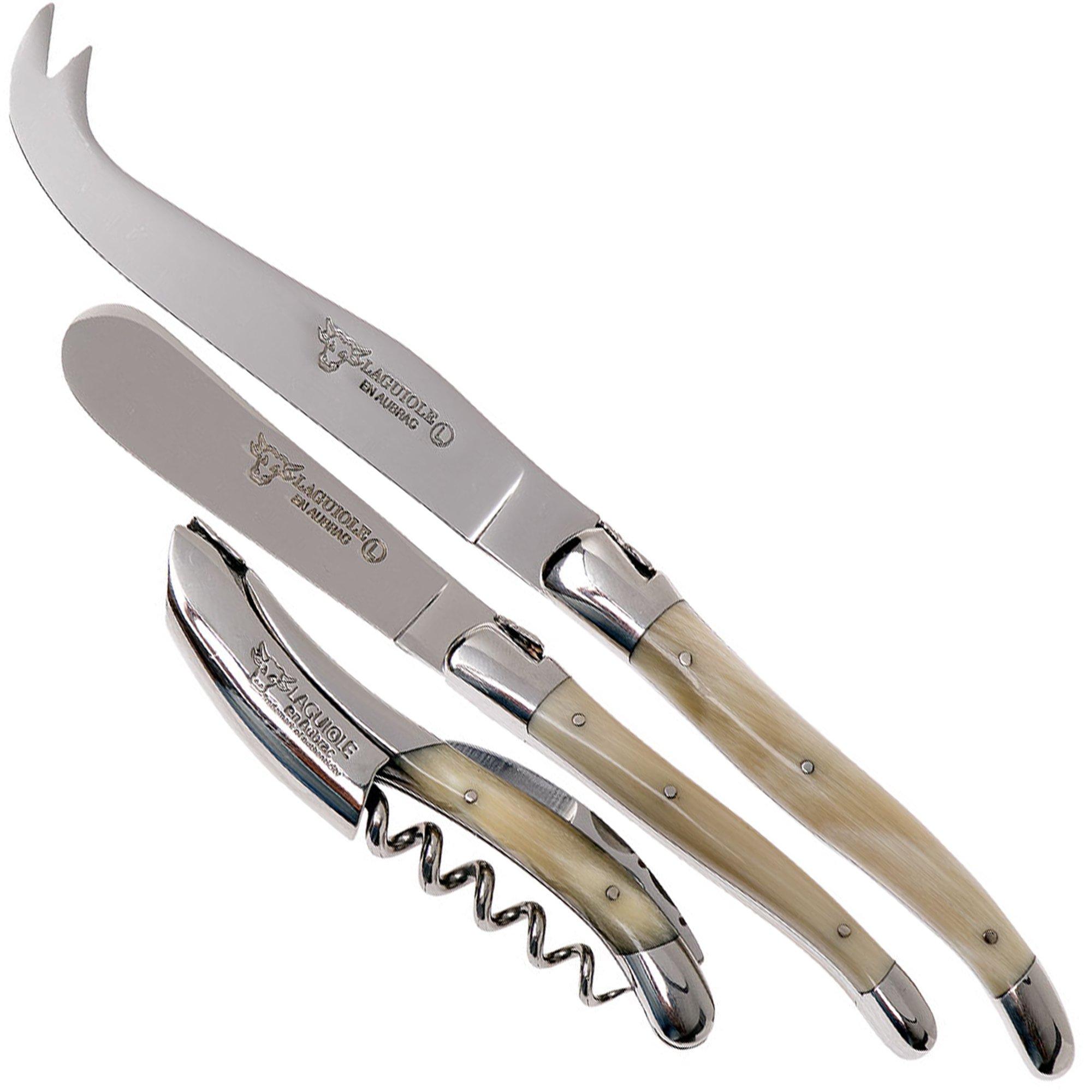 Laguiole en Aubrac wine-/cheese set 3-piece horn, SFV99PCIH