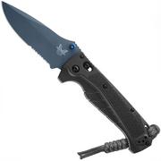 Benchmade Adira 18060SBT-01 Blue Titanium Cerakote CPM MagnaCut, Tempest Gray Grivory, Serrated Taschenmesser