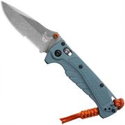 Benchmade Mini Adira 18065S CPM MagnaCut, Depth Blue Grivory, Serrated zakmes