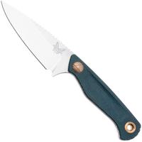 Image for Benchmade Dacian 203-04 Stonewashed CPM MagnaCut, Blue Canvas Micarta fixed knife, leather and kydex sheath
