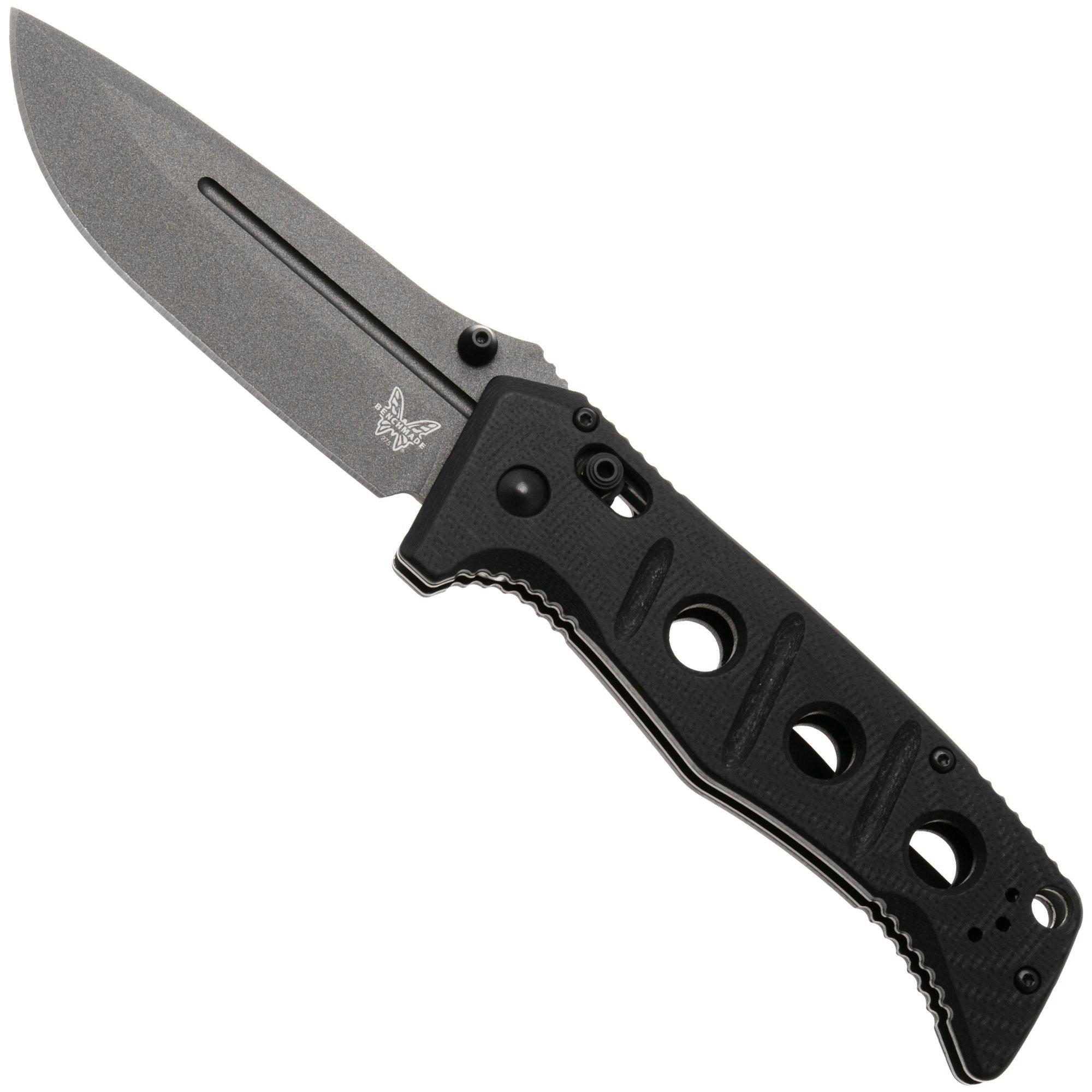 Nóż składany Benchmade Adamas 275GY-03, Black Oxide CPM MagnaCut, Black G10, projekt Shane Sibert