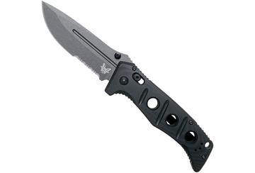 Benchmade 275SGY-1 Sibert Adamas Black G10, Tungsten Grey Serrated coltello da tasca, Shane Sibert design