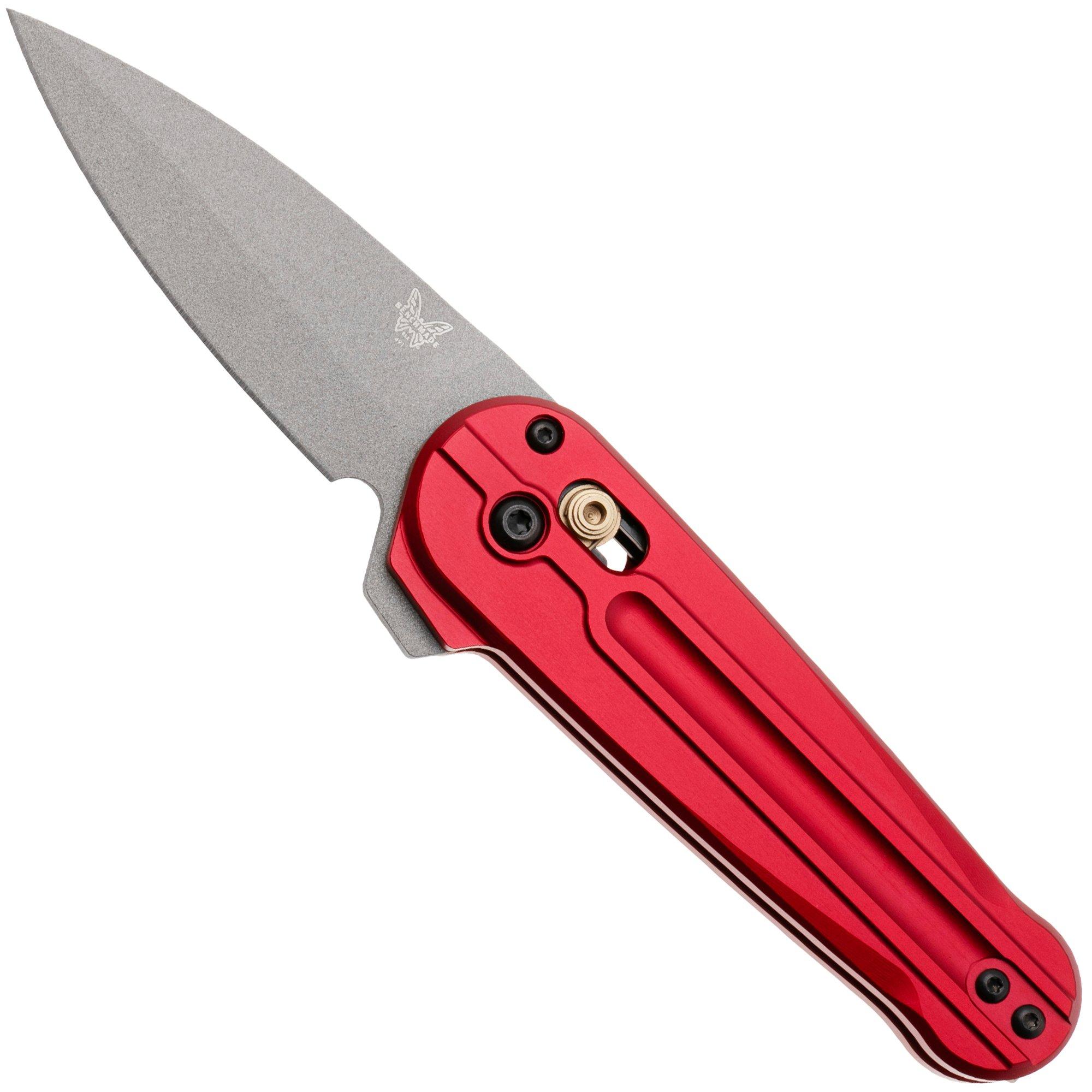 Benchmade Lowden 491GY-01 PVD M390, Phoenix Red Aluminium, couteau de poche